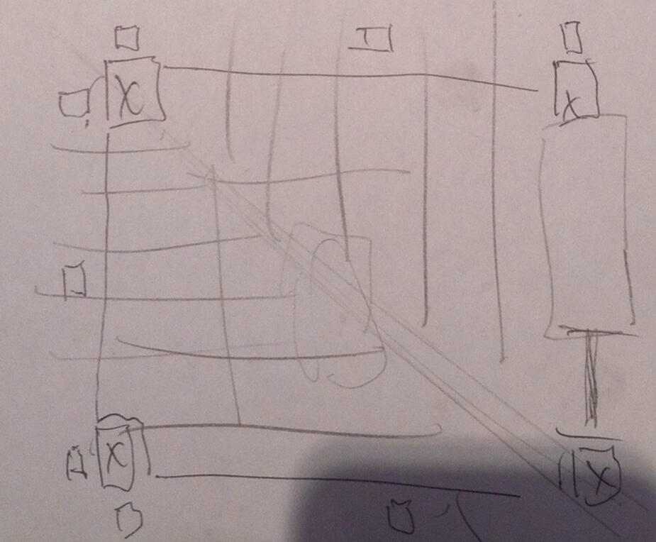 Outdoor Kitchen - The GC's original 'napkin' sketch of the roof structure.